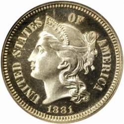 1881 5C Three-Cent Piece. PR68 CAM (NGC)