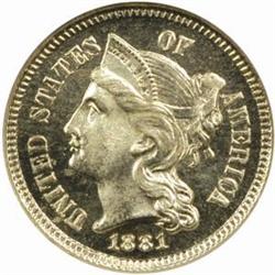 1881 5C Three-Cent Piece. PR66 (NGC)