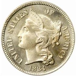 1884 5C Three-Cent Piece. MS65 (PCGS)