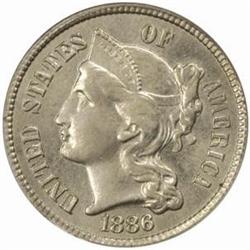 1886 5C Three-Cent Piece. PR64 (PCGS)