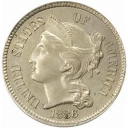 1886 5C Three-Cent Piece. PR64 (PCGS)