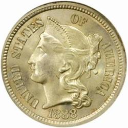1888 5C Three-Cent Piece. MS65 (NGC)