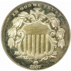 1867 Shield 5C. Rays. PR65 (PCGS)