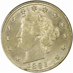 1886 Liberty 5C. AU58 Spot Removed (Uncertified)