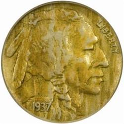 1937-D Buffalo 5C. FS-020.2. 3-Legged. EF45 (NGC)