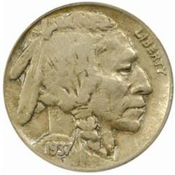 1937-D Buffalo 5C. FS-020.2 3-Legged VF20 Details