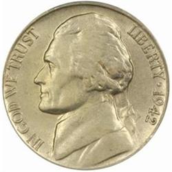 1942-D/Horizontal D Jefferson 5C. FS-027. AU58