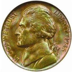 1945-P Jefferson 5C. MS66 * (NGC)