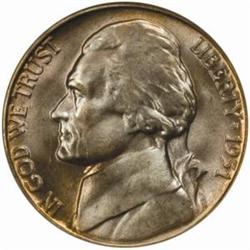 1951-D Jefferson 5C. MS67 5FS (NGC)
