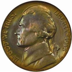 1958-D Jefferson 5C. MS67 * 5FS (NGC)