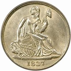 1837 Seated Liberty H10C. Small Date. MS64 (PCGS)