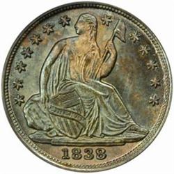 1838 H10C. No Drapery. Large Stars. MS66 (PCGS)