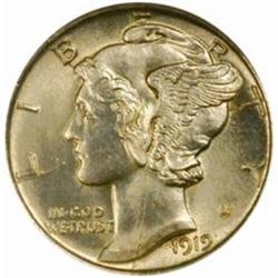 1919-D Mercury Dime. MS65 FB (NGC)