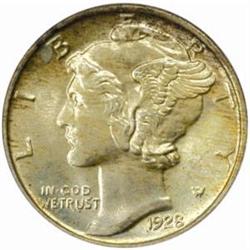 1928 Mercury Dime. MS66 FB (PCGS)