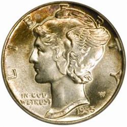 1935-S Mercury Dime. MS67 FB (PCGS)