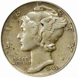 1942/1 Mercury Dime. EF45 (PCGS)