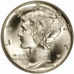 1944-D Mercury Dime. MS68 FB (NGC)