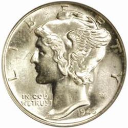 1945-S Mercury Dime. Micro S. MS65 FB (PCGS)