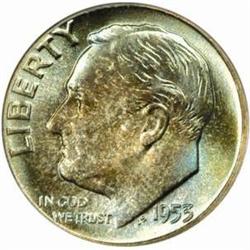 1953 Roosevelt Dime. MS67 FB (PCGS)