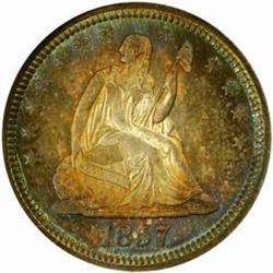 1857 Seated 25C. MS67 (NGC) CAC