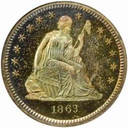 1863 Seated 25C. PR67 (NGC)