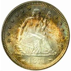 1874-S Seated 25C. Arrows MS66 (PCGS)
