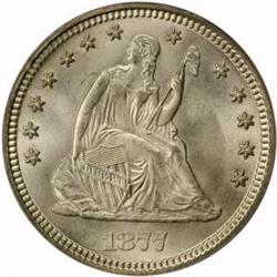1877 Seated 25C. MS67 (PCGS)