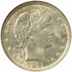 1901 Barber Quarter. MS64 (NGC)