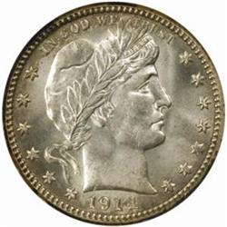 1914-S Barber Quarter. MS64 (NGC)