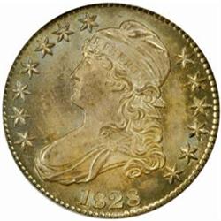 1828 50C.Square Base 2, Sm 8s, Lg Letters. MS66