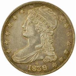 1839-O Cap Bust 50C. Reeded Edge. EF40 Cleaned