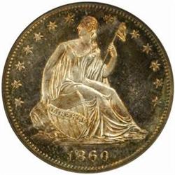 1860 Seated Liberty 50C. PR67 CAM (NGC)