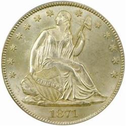 1871 Seated Liberty 50C. MS62 (PCGS)