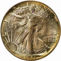1943 Walking Liberty 50C. MS67 (PCGS)