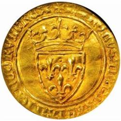 France. Charles VI. Gold Ecu d'or a la Couronne.