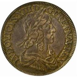 France. Louis XIII Silver 1/2 Ecu. 1643-A.