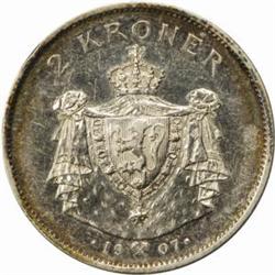 Norway. Haakon VII Silver 2 Kroner. 1907.