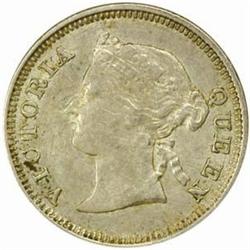 Straits Settlements Victoria. Silver 5 Cents 1883