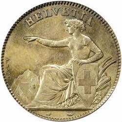 Switzerland. Confederation Silver 2 Francs 1850-A