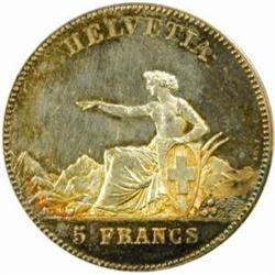 Switzerland. Silver Commem 5 Francs. 1863