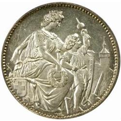 Switzerland. Silver Commem 5 Francs. 1865.