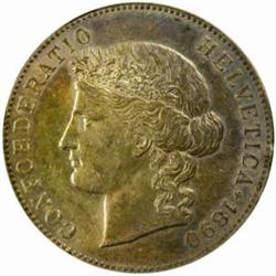 Switzerland. Confederation Silver 5 Francs 1890-B