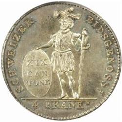 Swiss Cantons, Appenzell. Silver 4 Franken. 1812.
