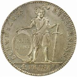 Swiss Cantons, Fribourg. Silver 4 Franken. 1813.