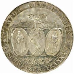 Swiss Cantons. Silver Commemorative 4 Franken.
