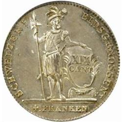 Swiss Cantons, Luzern. Silver 4 Franken. 1814.