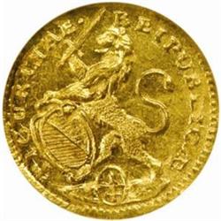 Swiss Cantons, Zurich. Gold 1/4 Ducat. 1748.