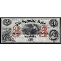 Norwich, CT. The Shetucket Bank Jan. 1, 186_. $3.