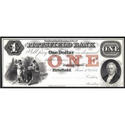 Pittsfield, MA. The Pittsfield Bank. Proof. $1