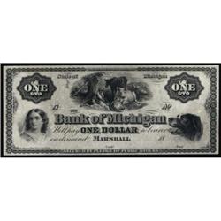 Marshall, MI. The Bank of Michigan. $1. Gem UNC66